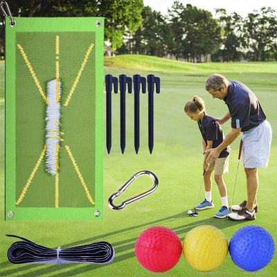 Golf Training Mat Golf Batting Mat New Swing Track Mat Golf Swing Practice Mat Trace Directional Mat - Korvel