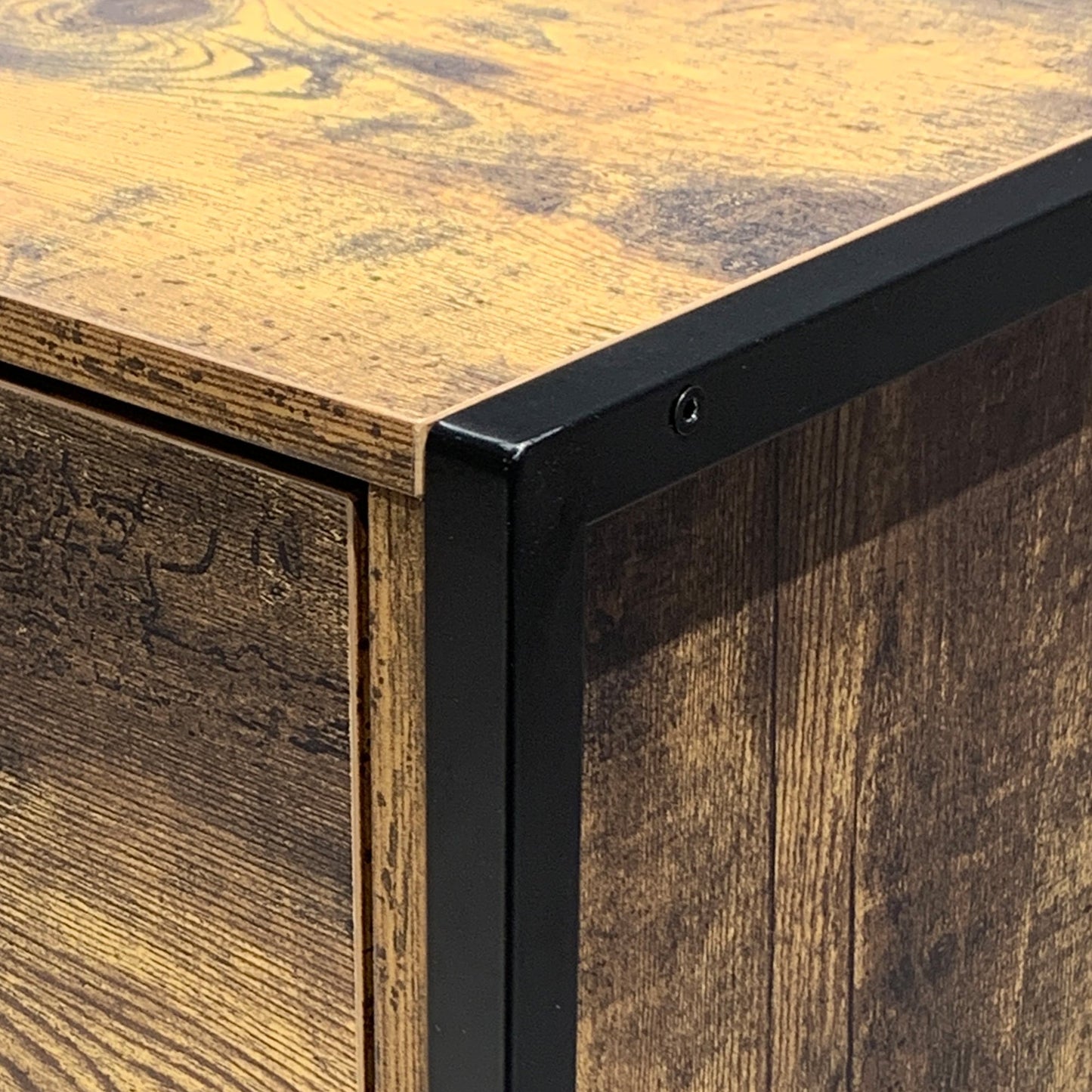 Industrial Style 6 Drawer Double Dresser in Rustic Brown