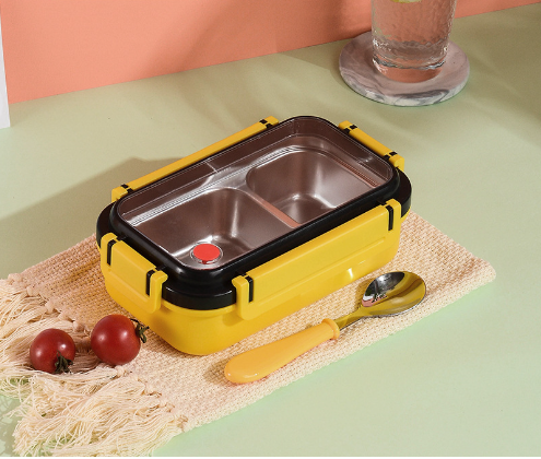 Simple and stylish portable stainless steel heat preservation and anti-scalding partition lunch box - Korvel