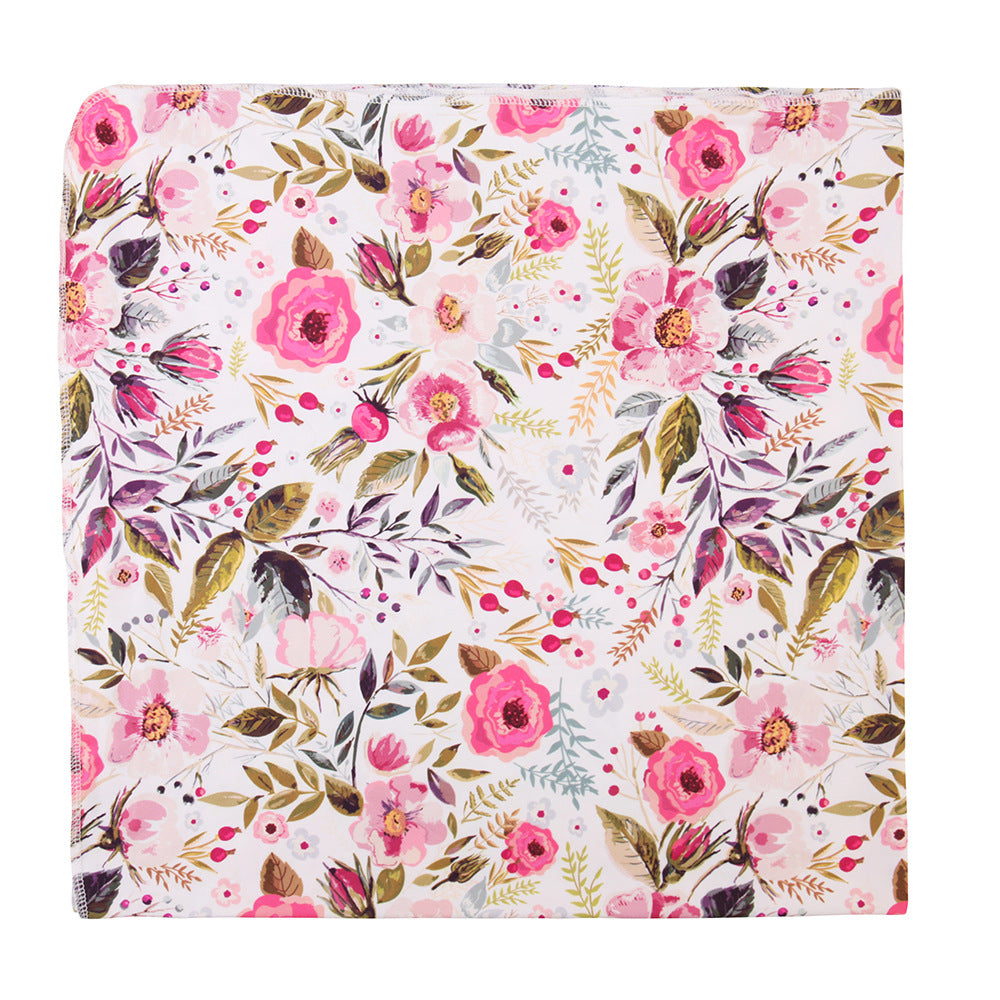 Newborn Photography Wrap Bow Hair Band Wrap Towel Set Baby Flower Blanket 2 Piece Set - Korvel