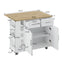 Multi-Functional Kitchen Island Cart with 2 Door Cabinet and Two Drawers,Spice Rack, Towel Holder, Wine Rack, and Foldable Rubberwood Table Top (White) - Korvel