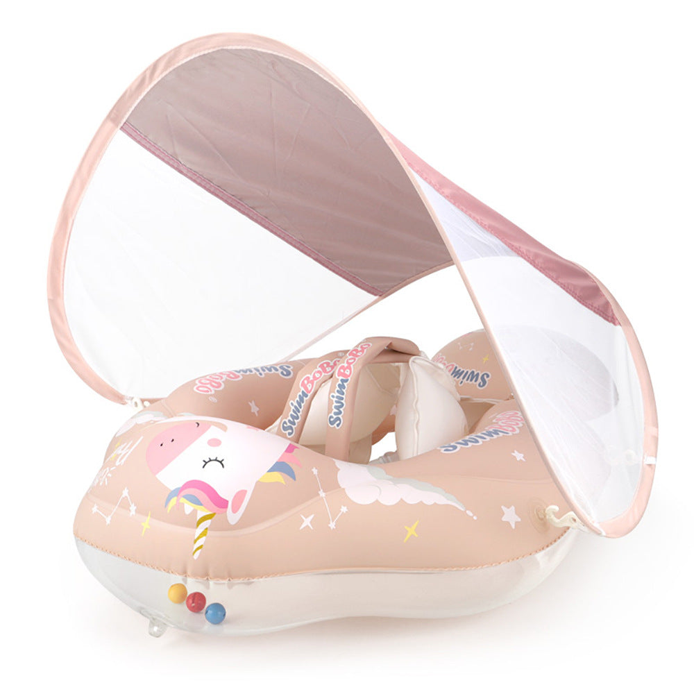Swimbobo Baby Swimming Ring Lying Ring Children's Swimming Ring Armpit Ring Sunscreen Shade Pink Pony - Korvel