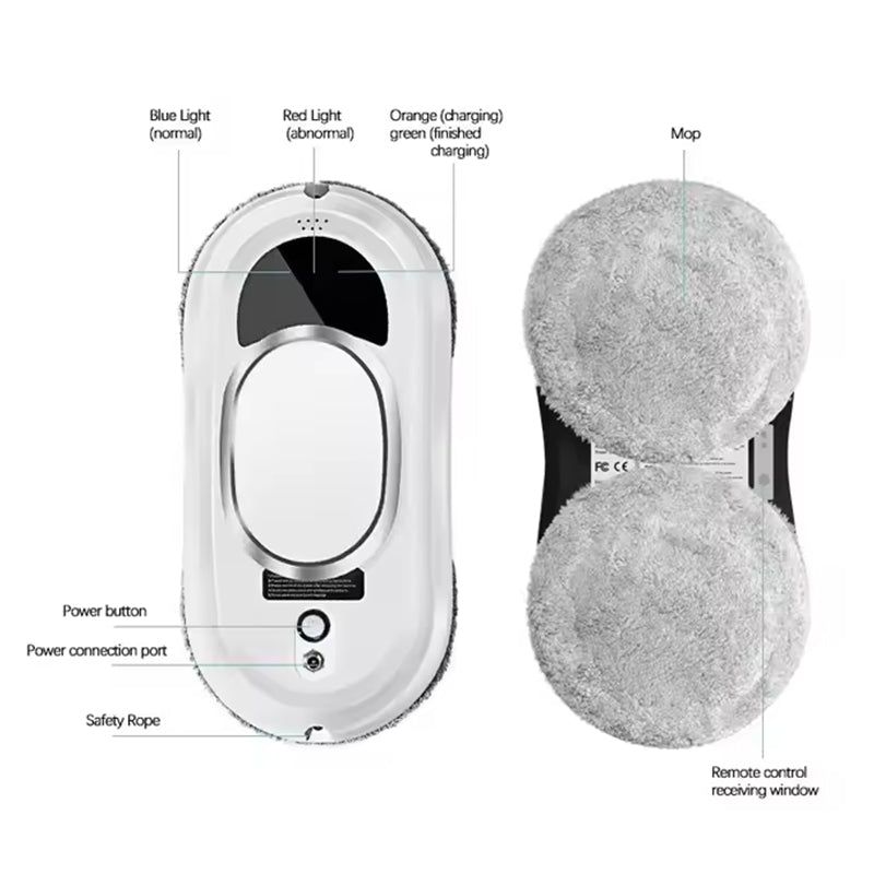 5600Pa Smart Window Cleaning Robot   Auto-Guided, Remote-Controlled Glass Cleaner for Home Use - Korvel