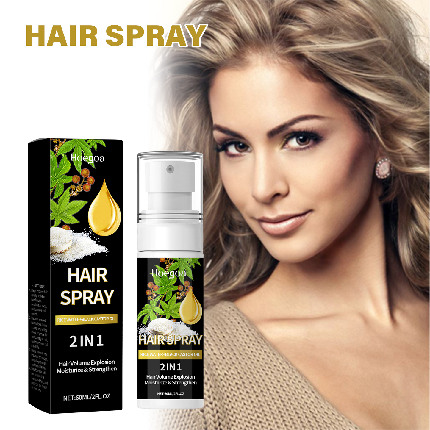 Hair Care Mist Nourishes Scalp, Moisturizes Hair And Shines Castor Oil Repair Spray - Korvel