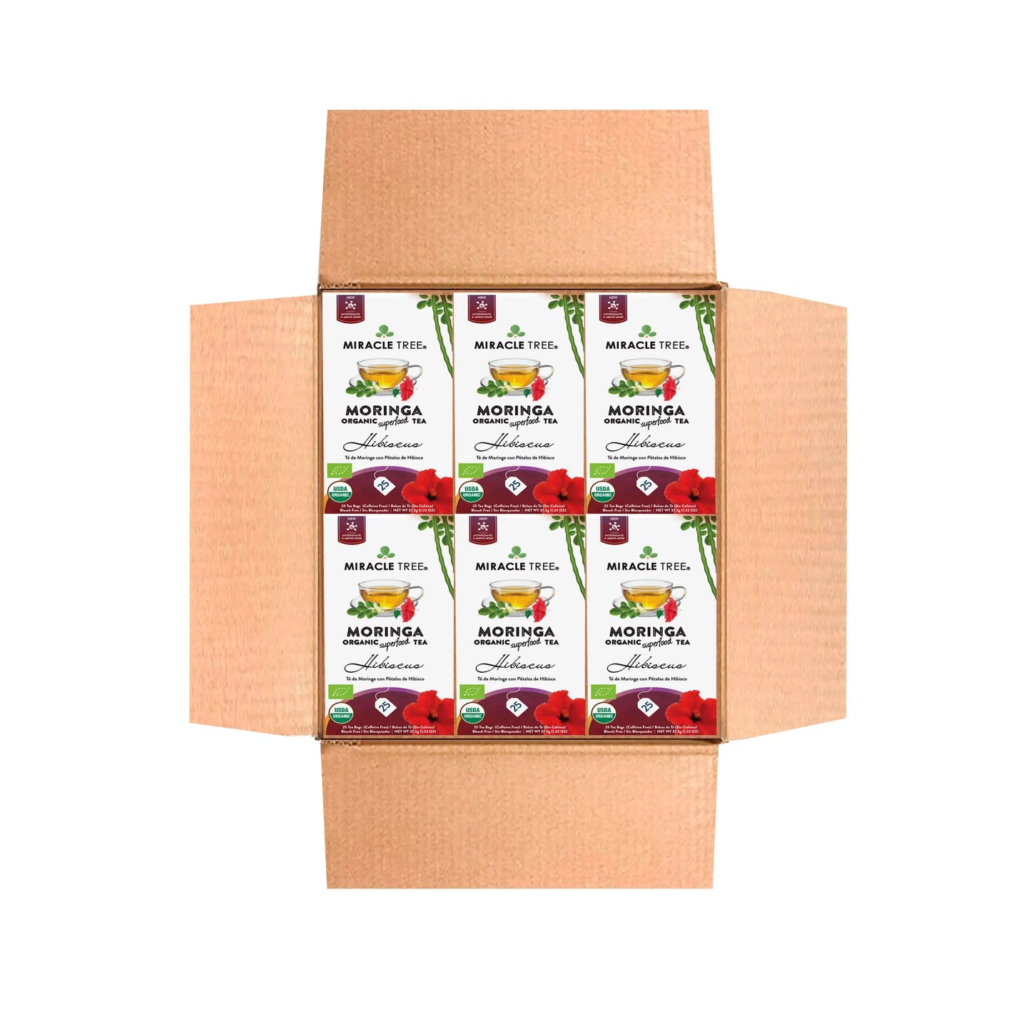 Té Orgánico de Moringa y Hibisco - 25 Bolsitas Envueltas