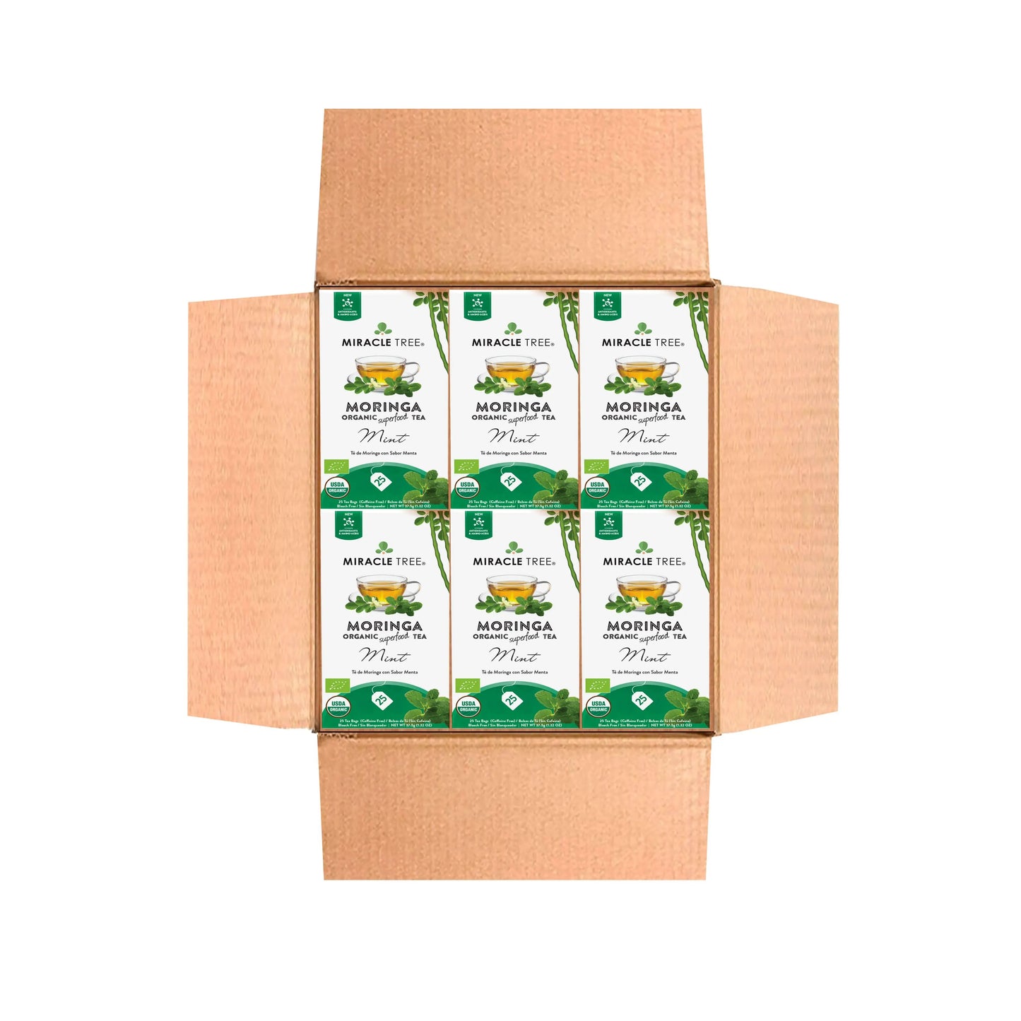 Organic Moringa Tea with Mint - 25 Wrapped Tea Bags