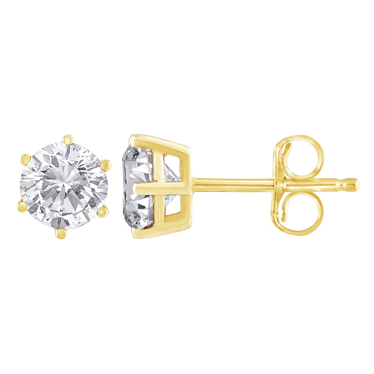 Boucles d'oreilles classiques en diamant rond de 1,5 Cttw en or jaune 18K