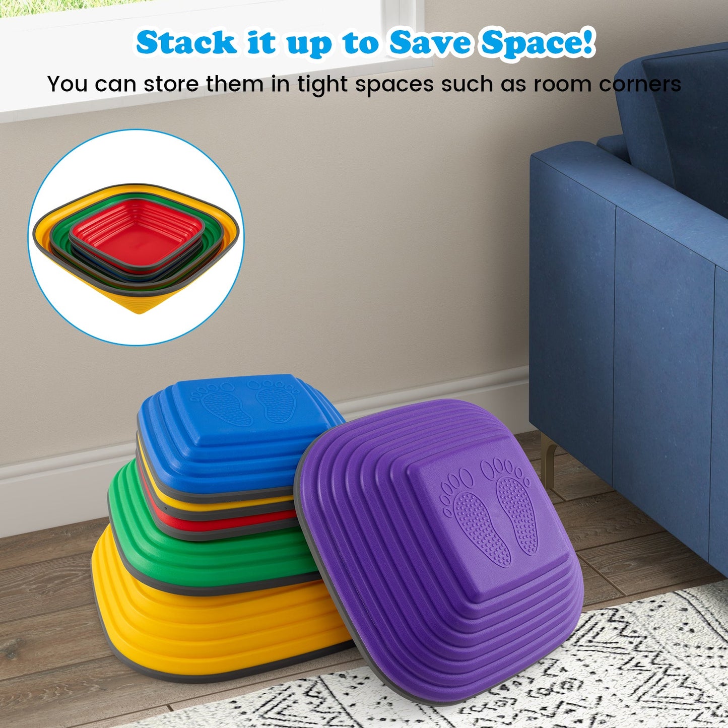 Gbruno 6-Piece Kids Stepping Stone Balance Blocks - Multicolor