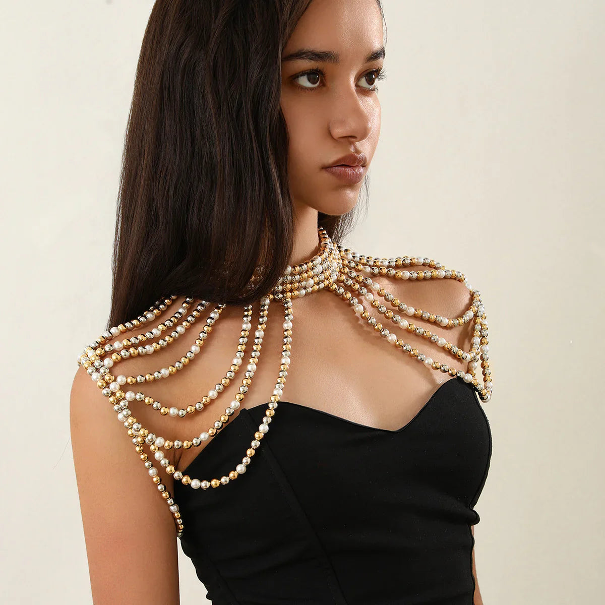 Elegant Multi-Layer Tassel Pearl Shoulder Chain