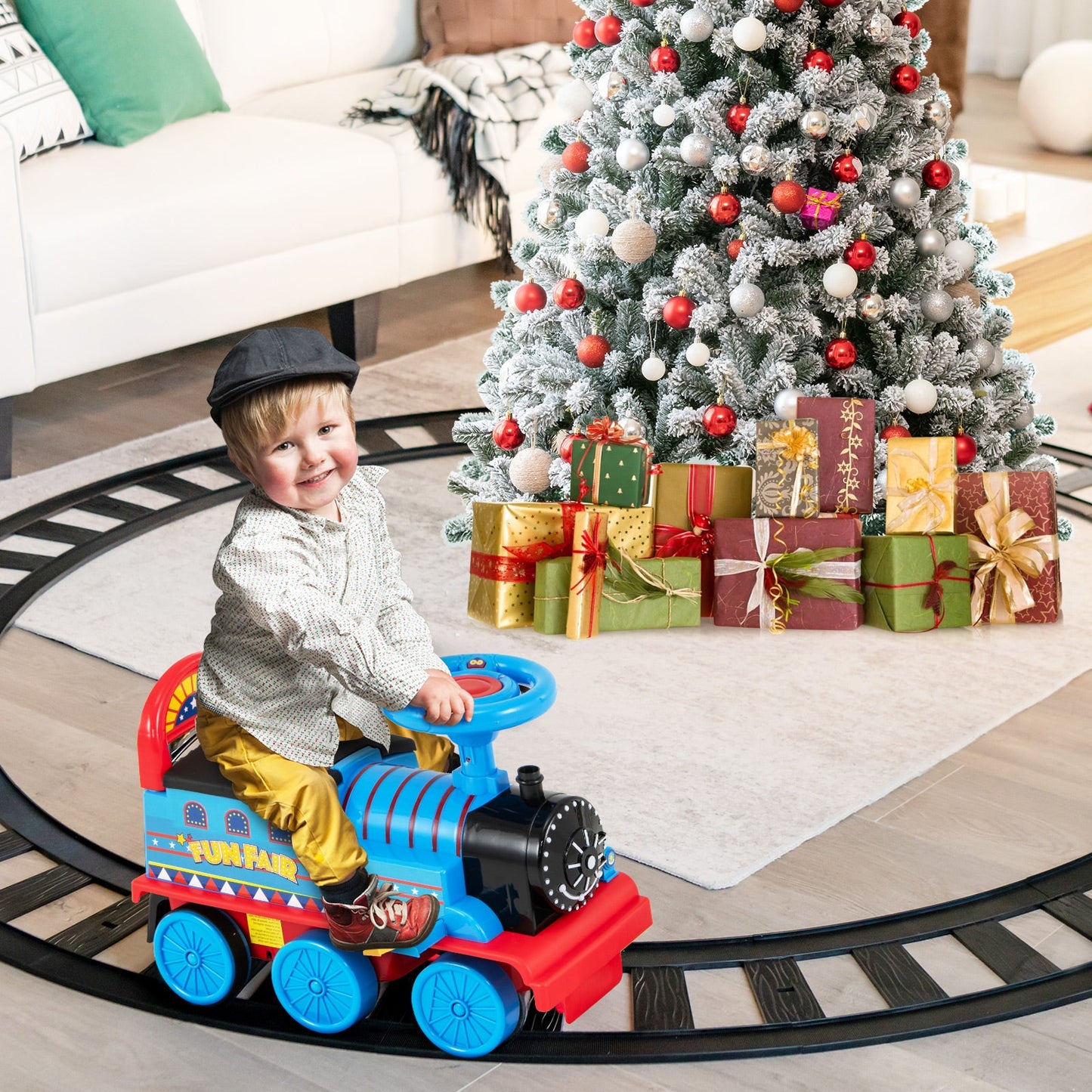 Tren Eléctrico para Niños Gbruno 6V con 16 Pistas - Marino