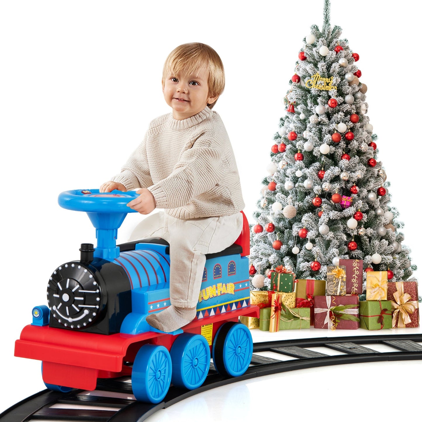 Tren Eléctrico para Niños Gbruno 6V con 16 Pistas - Marino