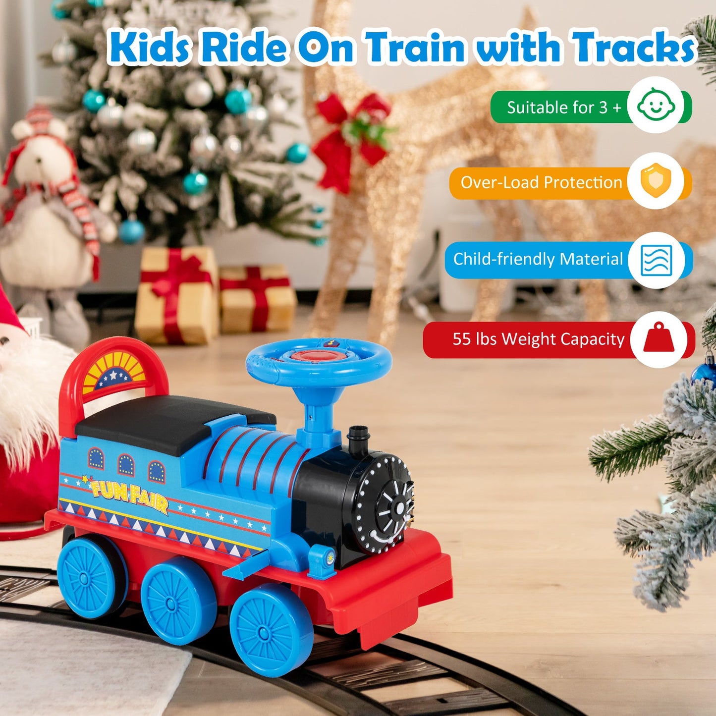 Tren Eléctrico para Niños Gbruno 6V con 16 Pistas - Marino