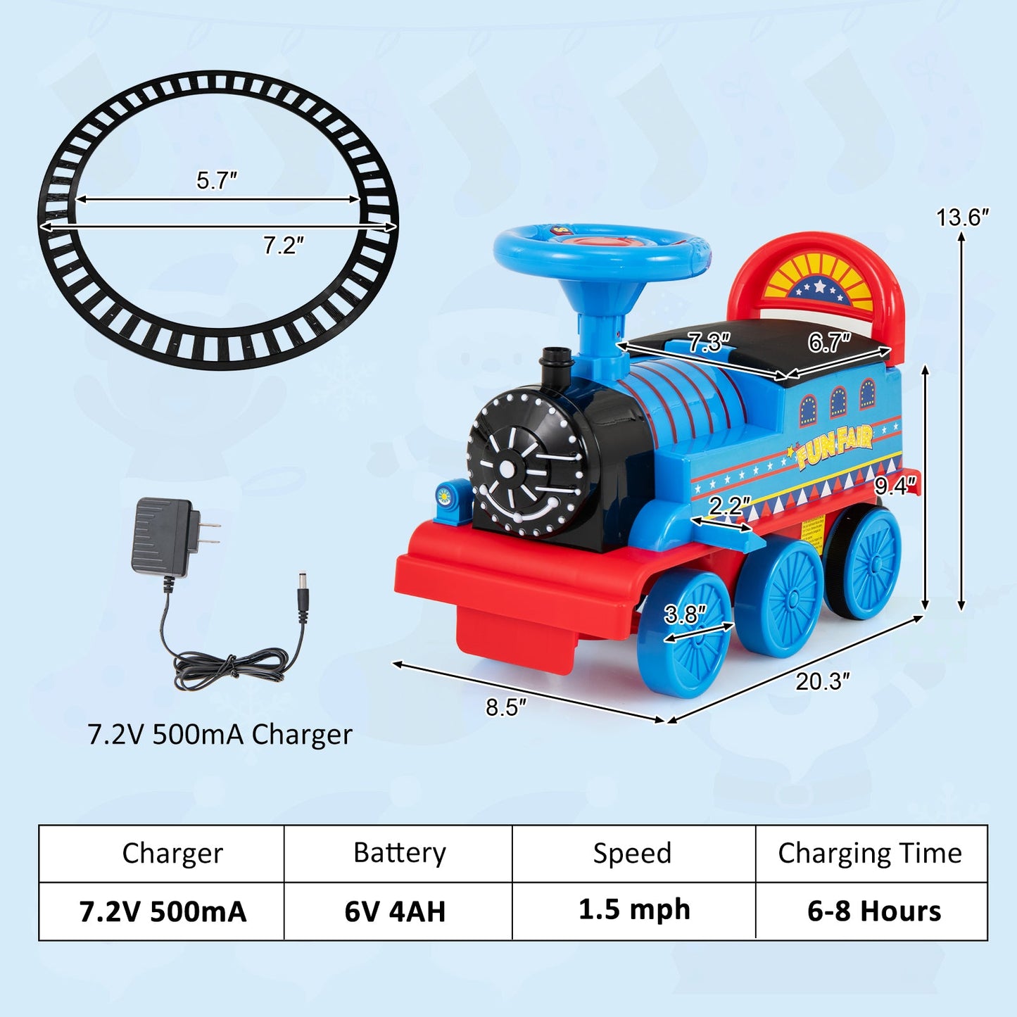 Tren Eléctrico para Niños Gbruno 6V con 16 Pistas - Marino