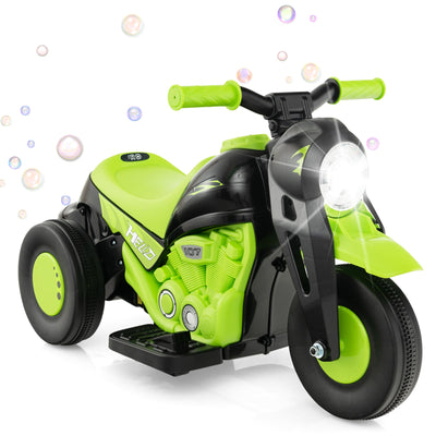 6V Kids Electric Ride-On Motorcycle with Bubble Maker - Green