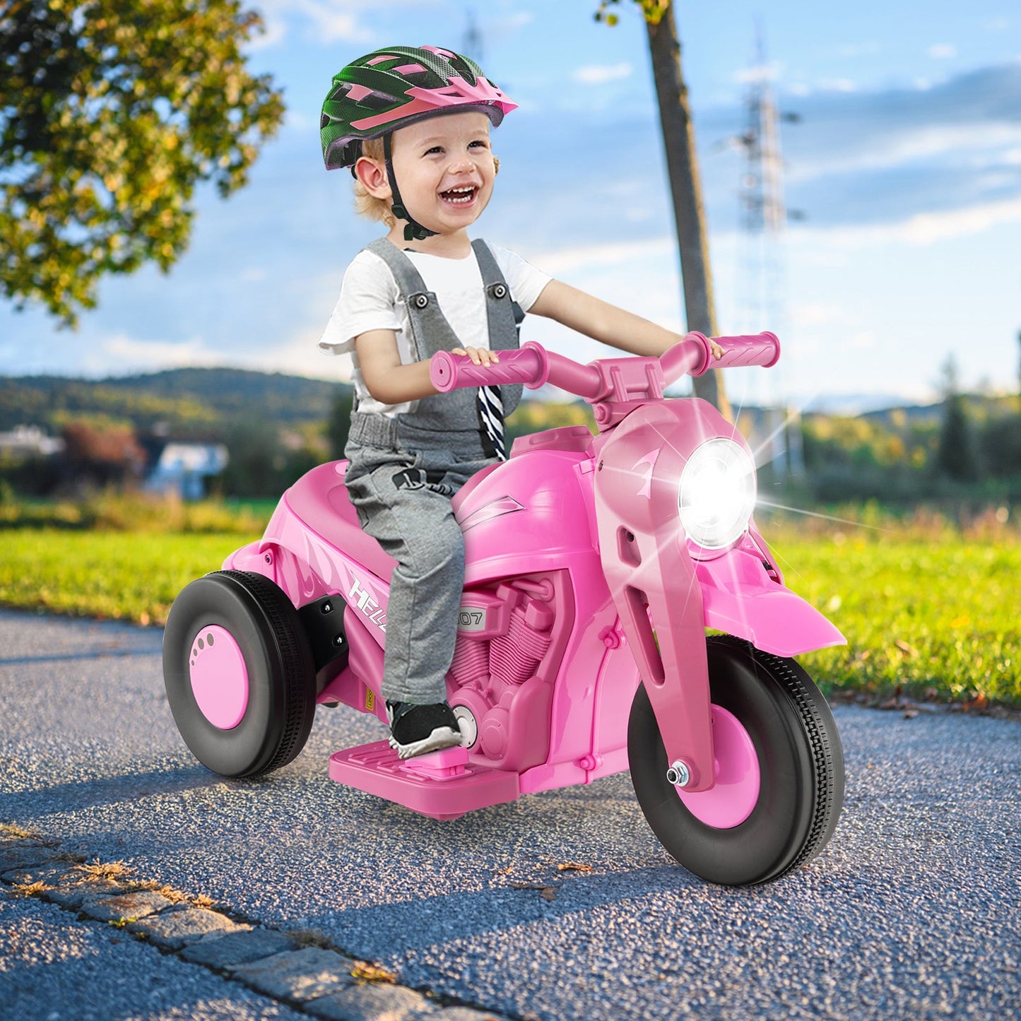 6V Kids Electric Ride-On Motorcycle with Bubble Maker - Pink