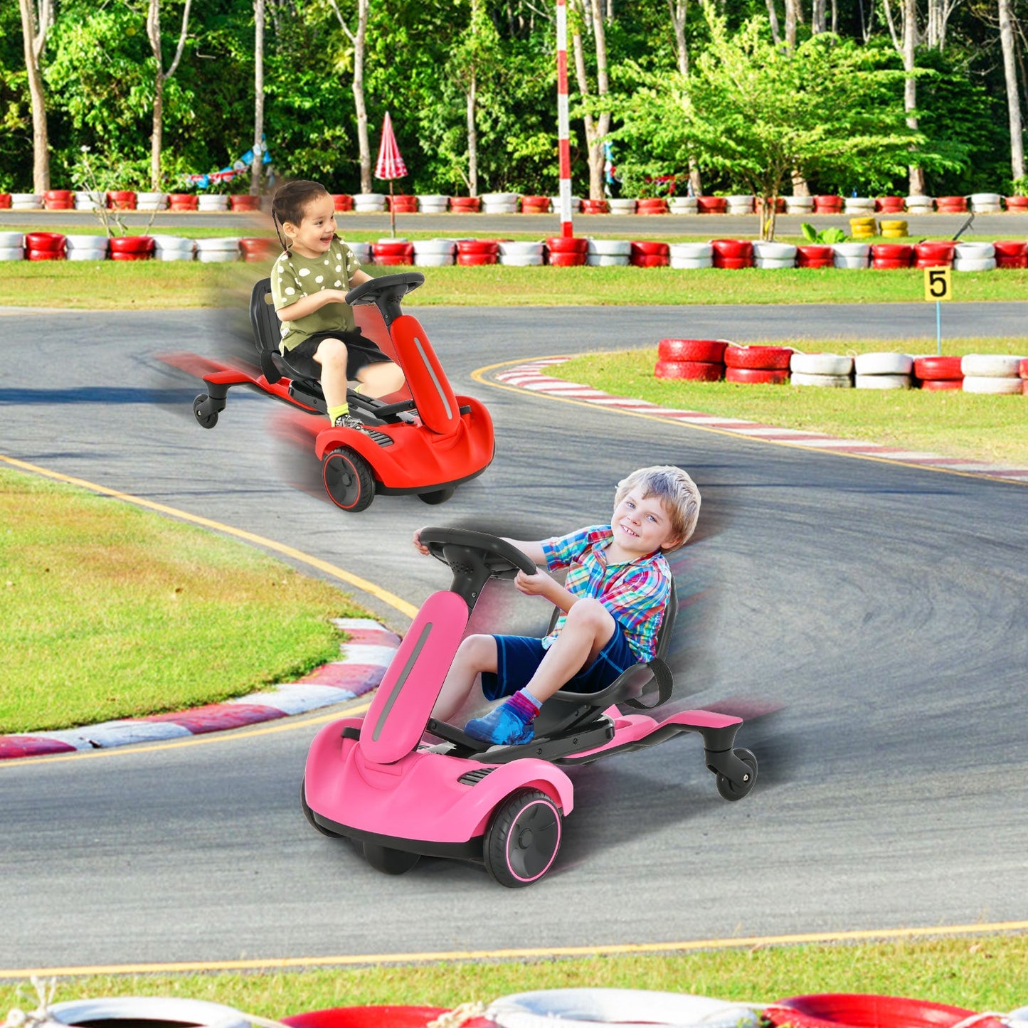 6V Kids Ride On Drift Car - 360° Spin & Adjustable Heights - Red