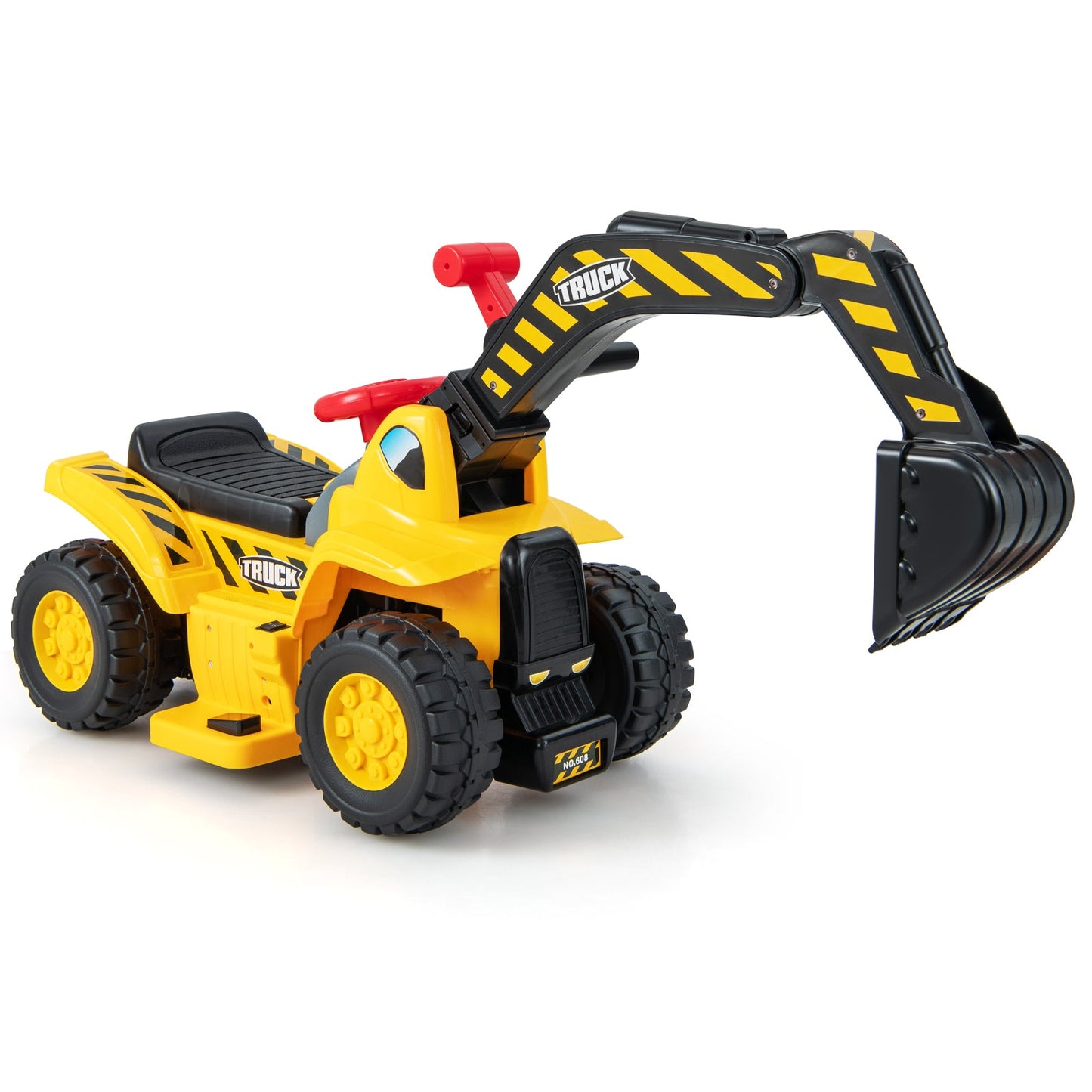 6V Kids Ride On Excavator with Basketball Hoop