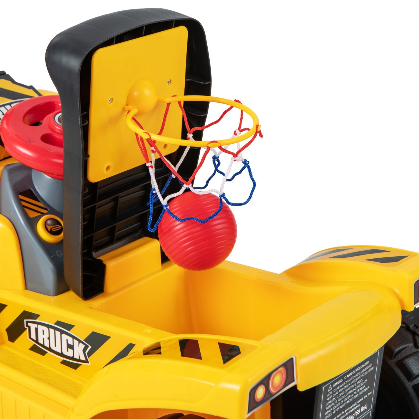6V Kids Ride On Excavator with Basketball Hoop