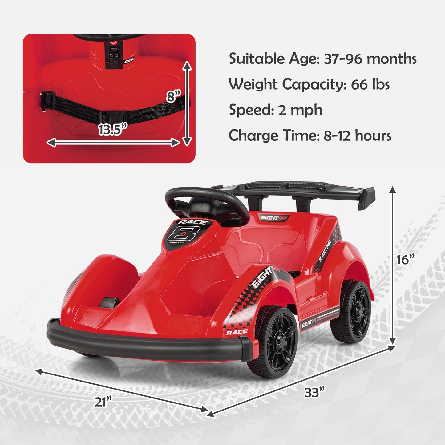 6V Kids Ride On Go Cart with Remote Control - Red