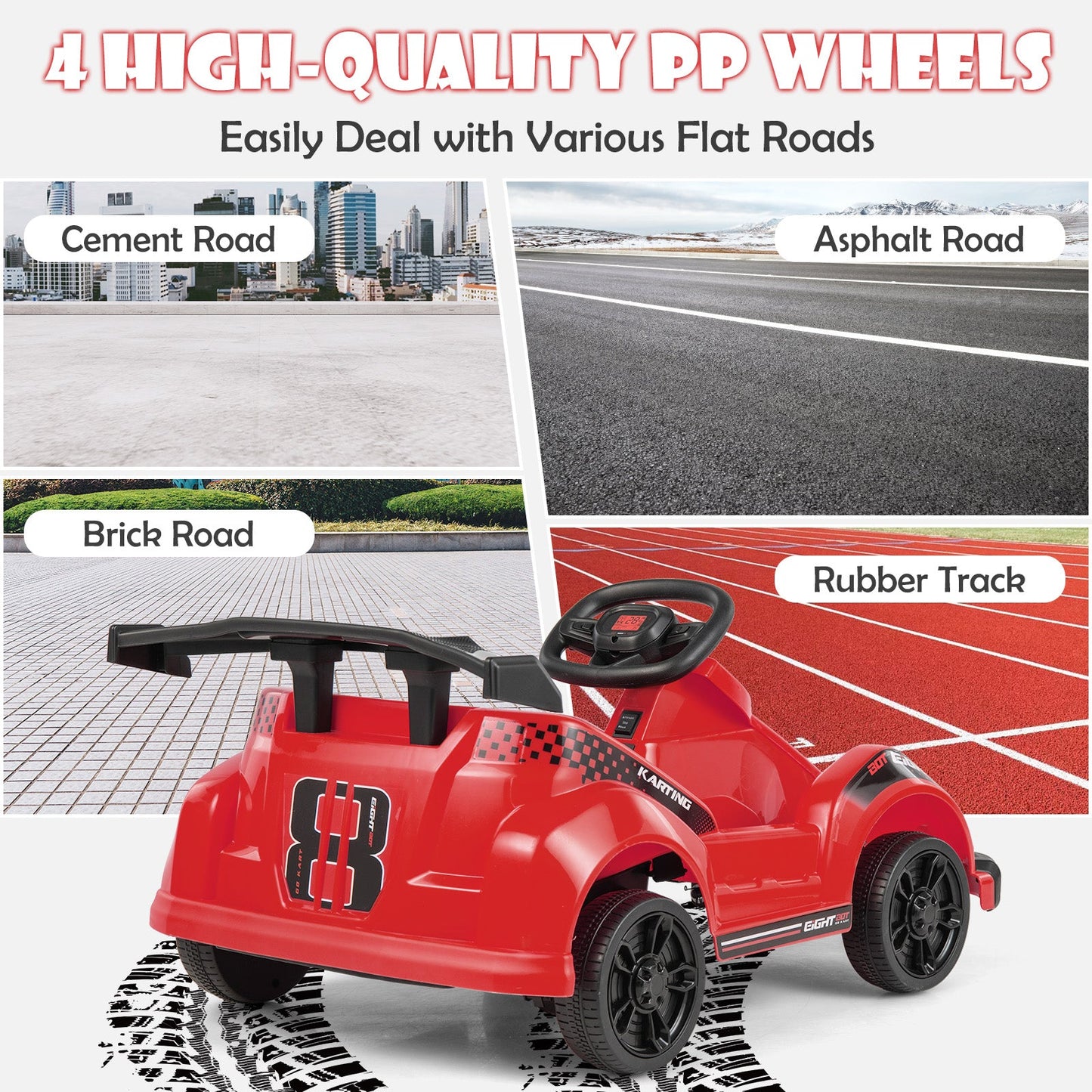 6V Kids Ride On Go Cart with Remote Control - Red