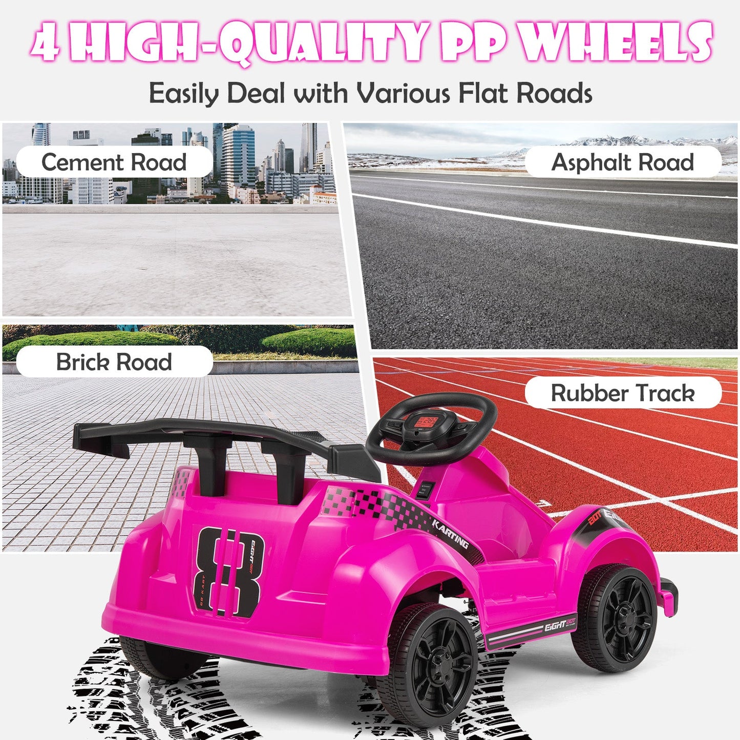 Go Cart électrique 6V pour enfants avec télécommande - Rose