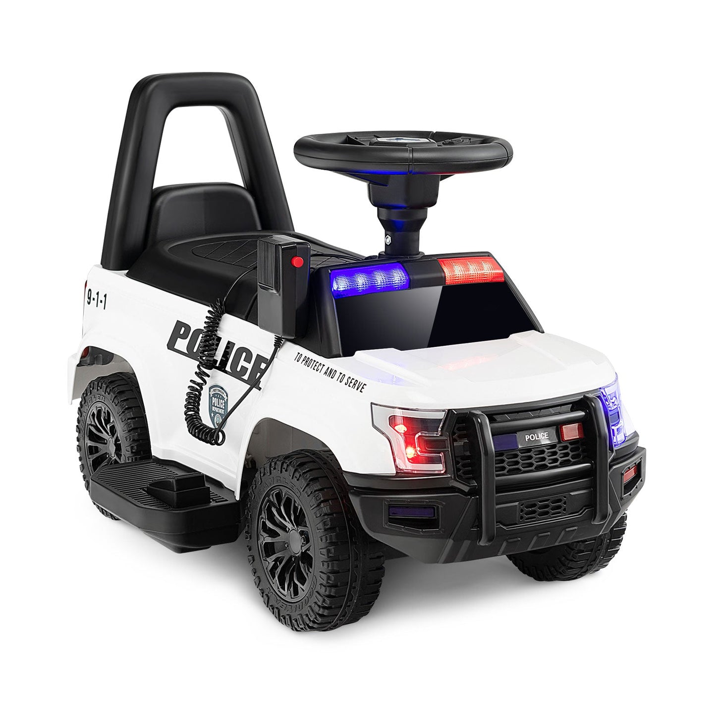 Coche de Policía para Niños 6V con Megáfono y Luces Intermitentes