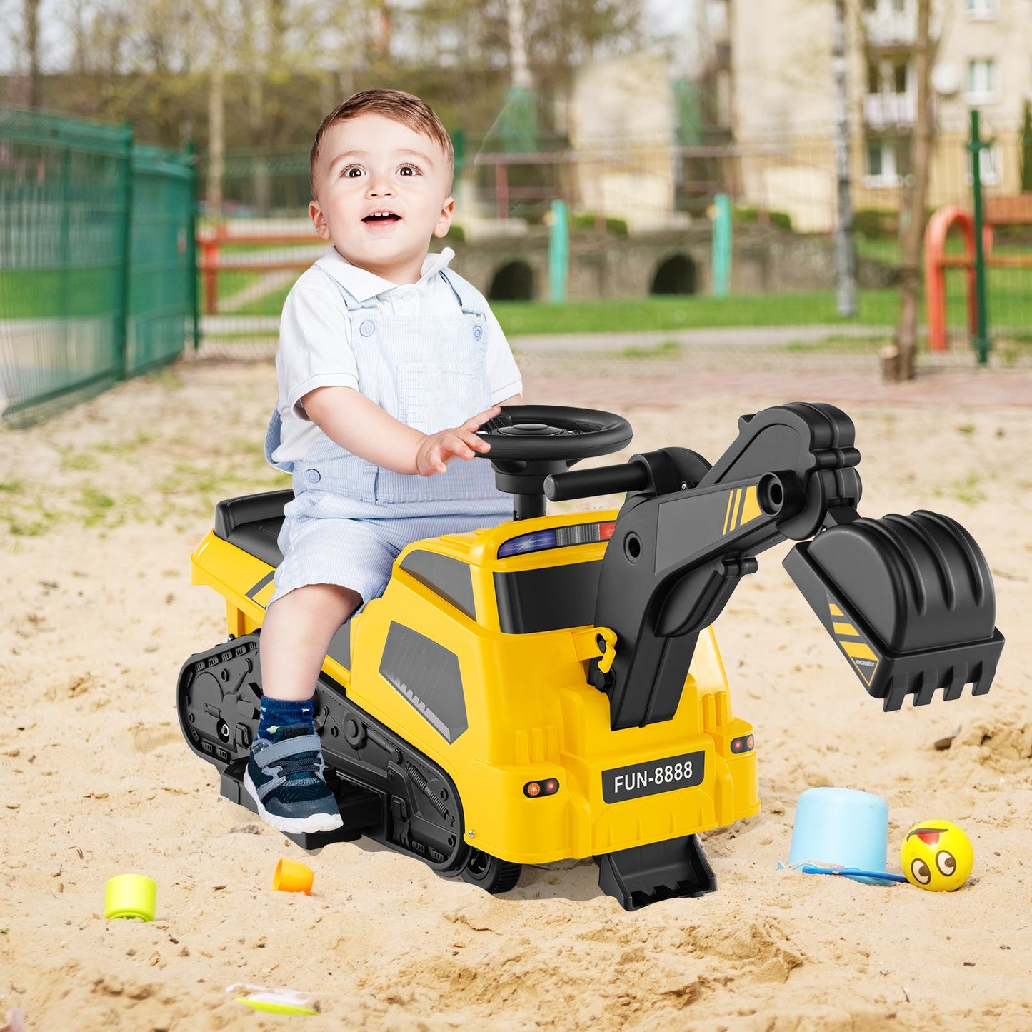 Tractor Eléctrico 6V 3 en 1 - Amarillo