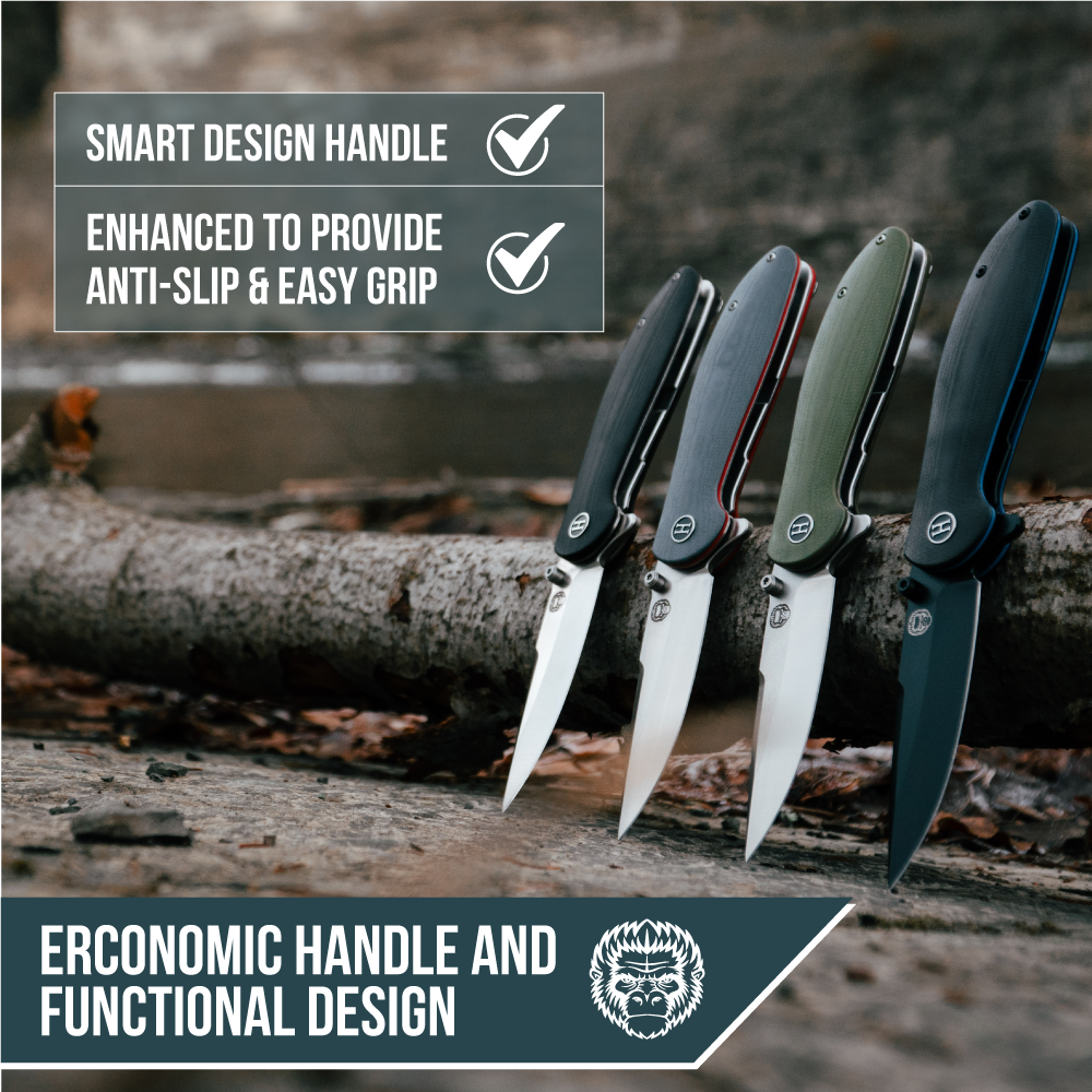 Premium Folding Pocket Knife Gift Set for Adventurers (Grey & Red) - Korvel