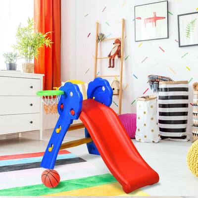 Toboggan pliant en plastique pour enfants à 2 étapes avec panier de basket