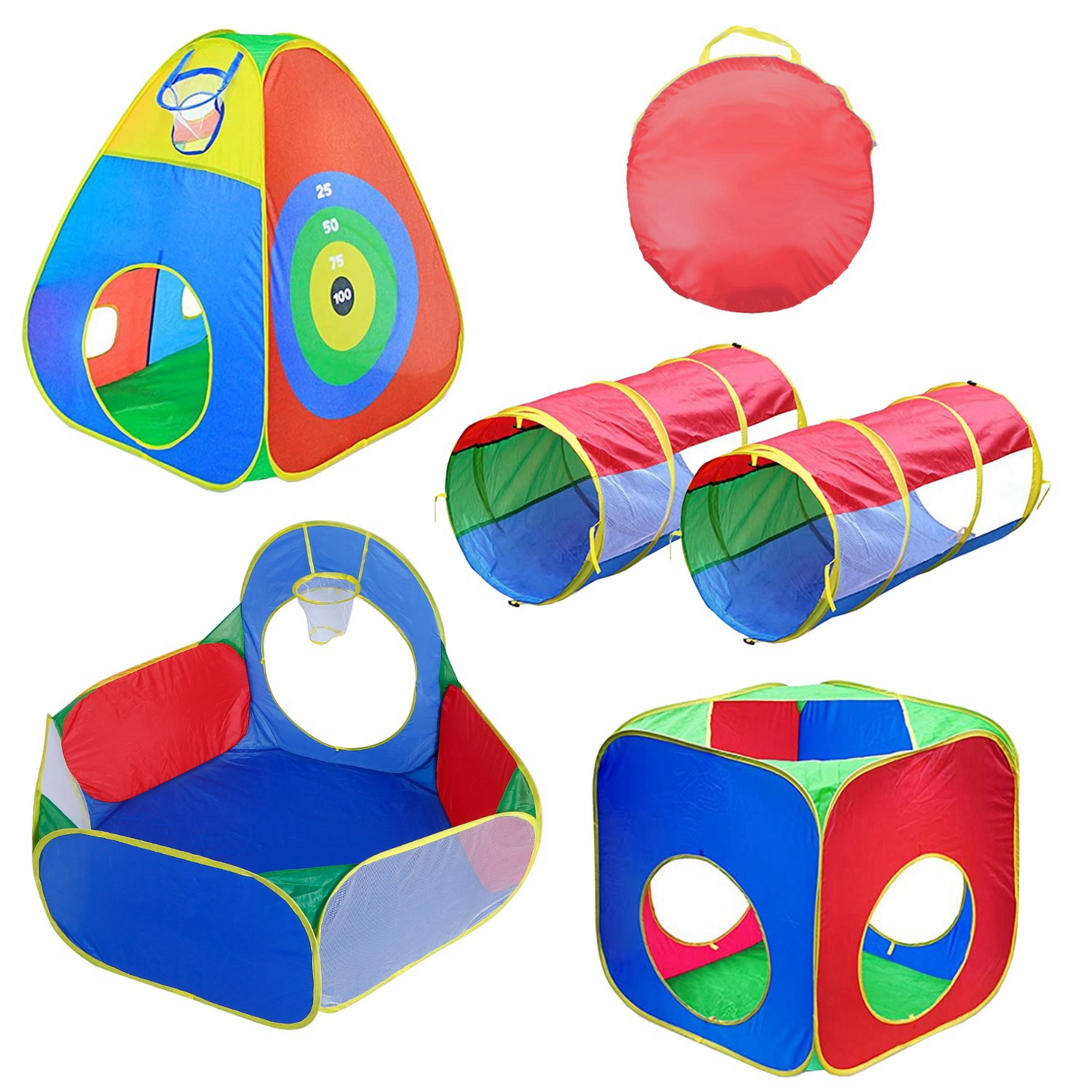 Ensemble de Tente de Balles pour Enfants de 5 Pièces avec Tunnels de Rampement