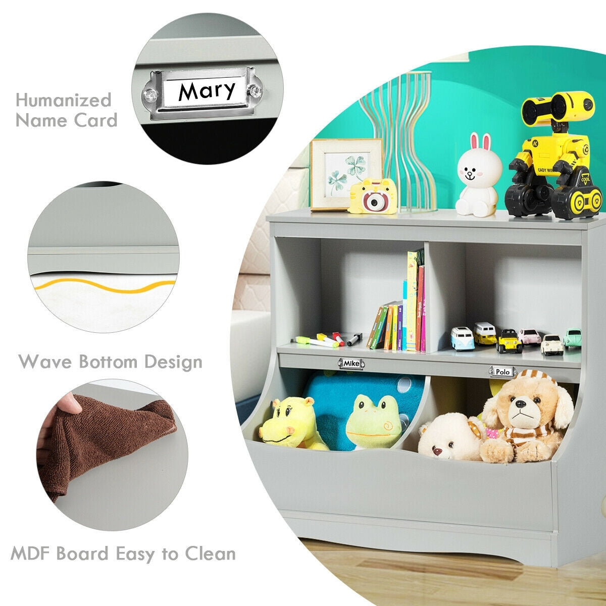 Kids Multi-Functional Floor Cabinet - Gray