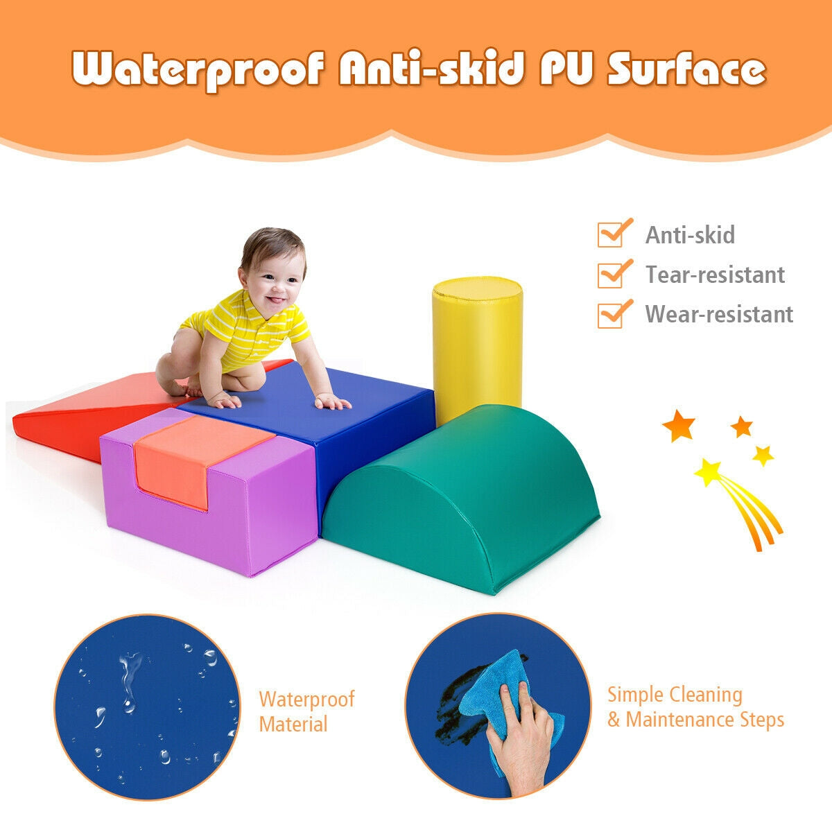 6-Piece Climb Crawl Play Set for Toddlers - Red