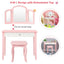 Kids Princess Make Up Dressing Table with Tri-folding Mirror - Pink