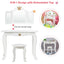Kids Makeup Dressing Table with Tri-fold Mirror and Stool - White