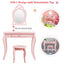 Kids Princess Makeup Dressing Play Table Set with Mirror - Pink