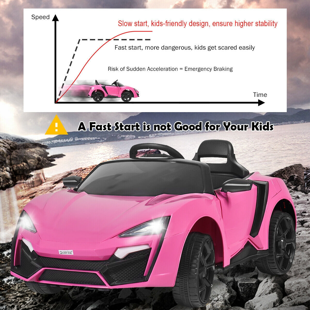 Vehículo Eléctrico RC 12V 2.4G con Luces - Rosa