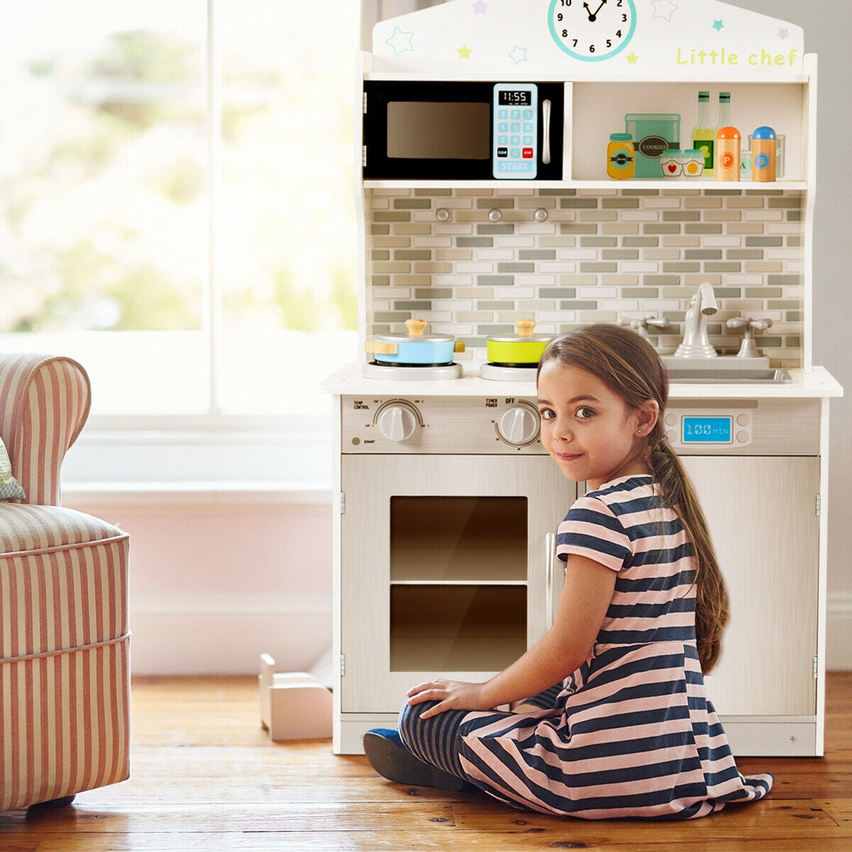 Kids Wooden Pretend Cooking Playset - Beige
