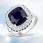 6.46 Carat Dyed Sapphire & White Topaz Sterling Silver Ring
