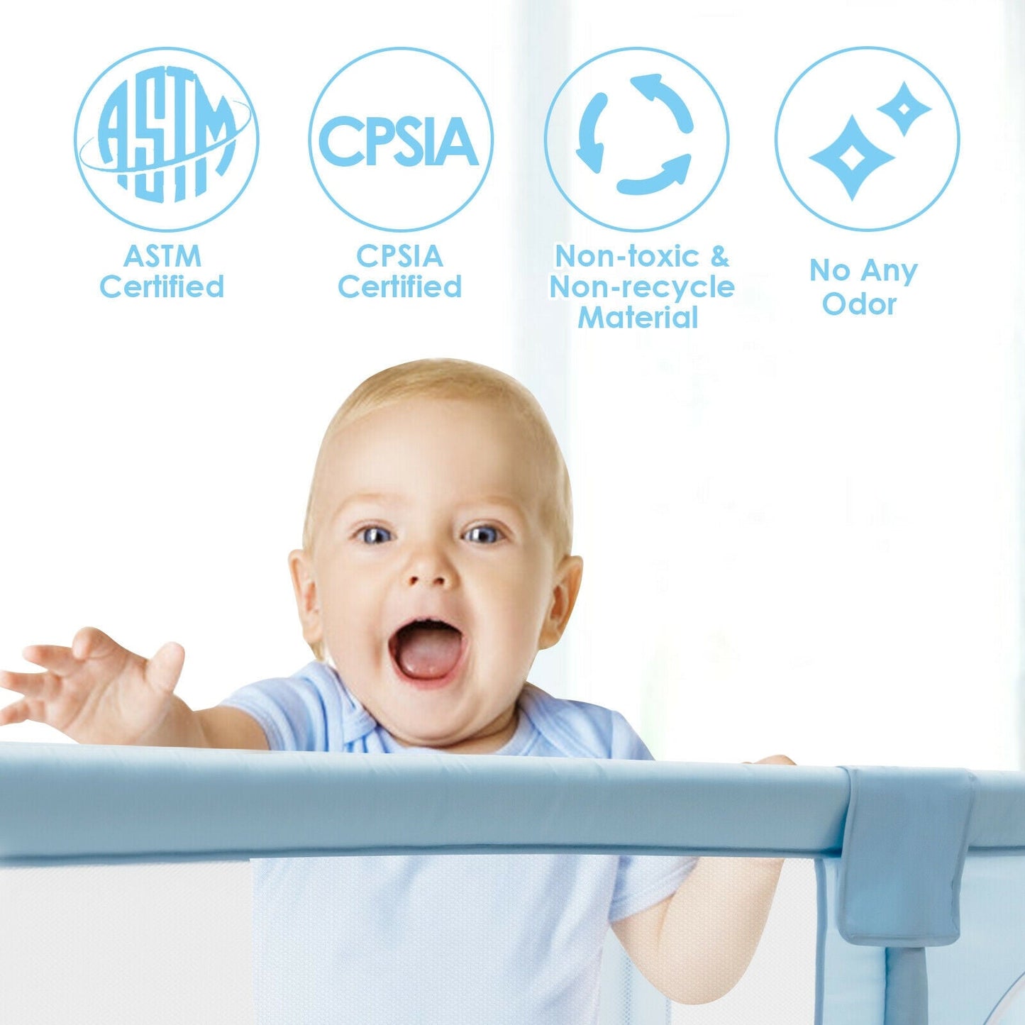 Gbruno Extra Large Baby Playpen - Safe Activity Center in Blue