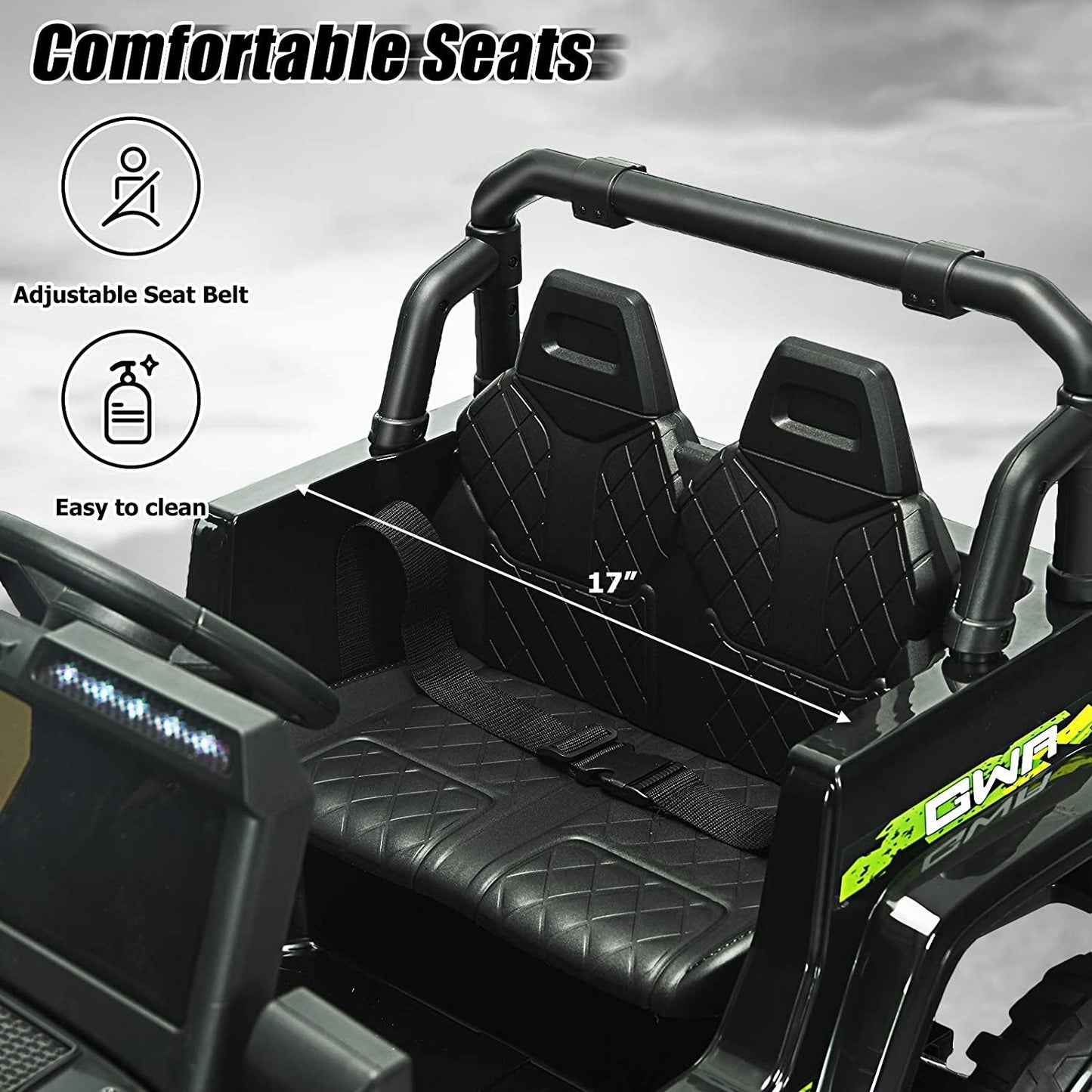 Voiture Jeep électrique pour enfants 12V avec télécommande - Noir et Vert