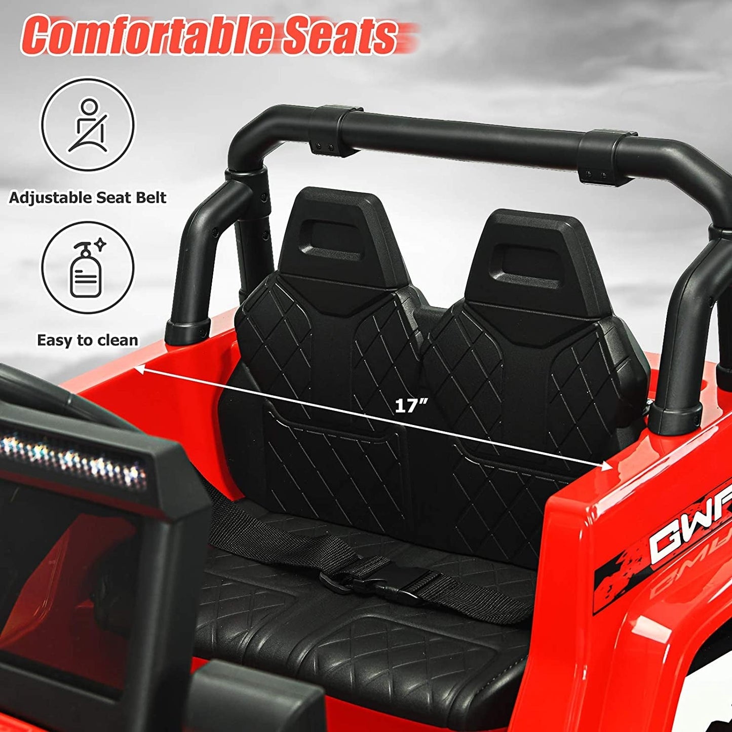 Coche Jeep Eléctrico para Niños de 12V con Control Remoto - Rojo