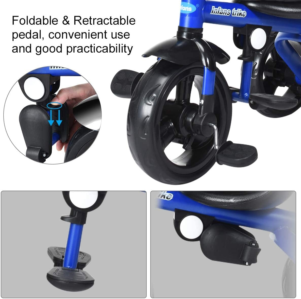 Triciclo Infantil 4 en 1 con Manillar Ajustable - Azul
