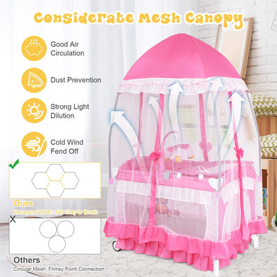 Cuna de Viaje Portátil para Bebés con Bolsa de Transporte - Rosa