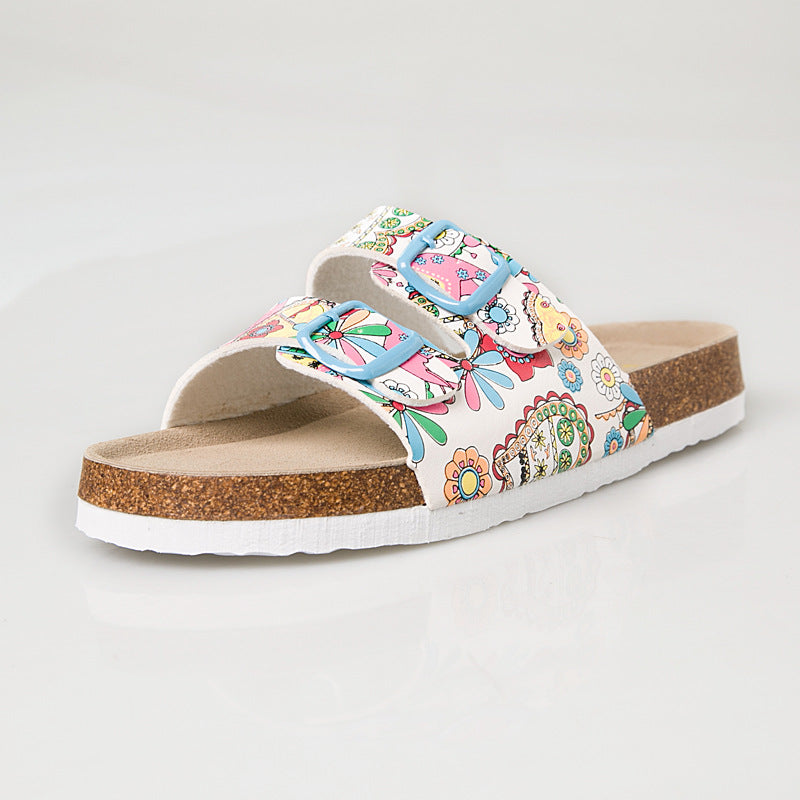Sandalias deslizantes de doble hebilla ajustables premium para mujeres
