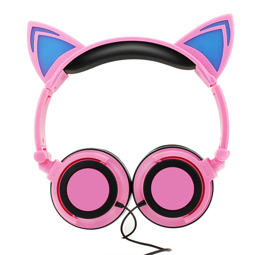 Esonstyle Kids Over-Ear Headphones with LED Cat Ears