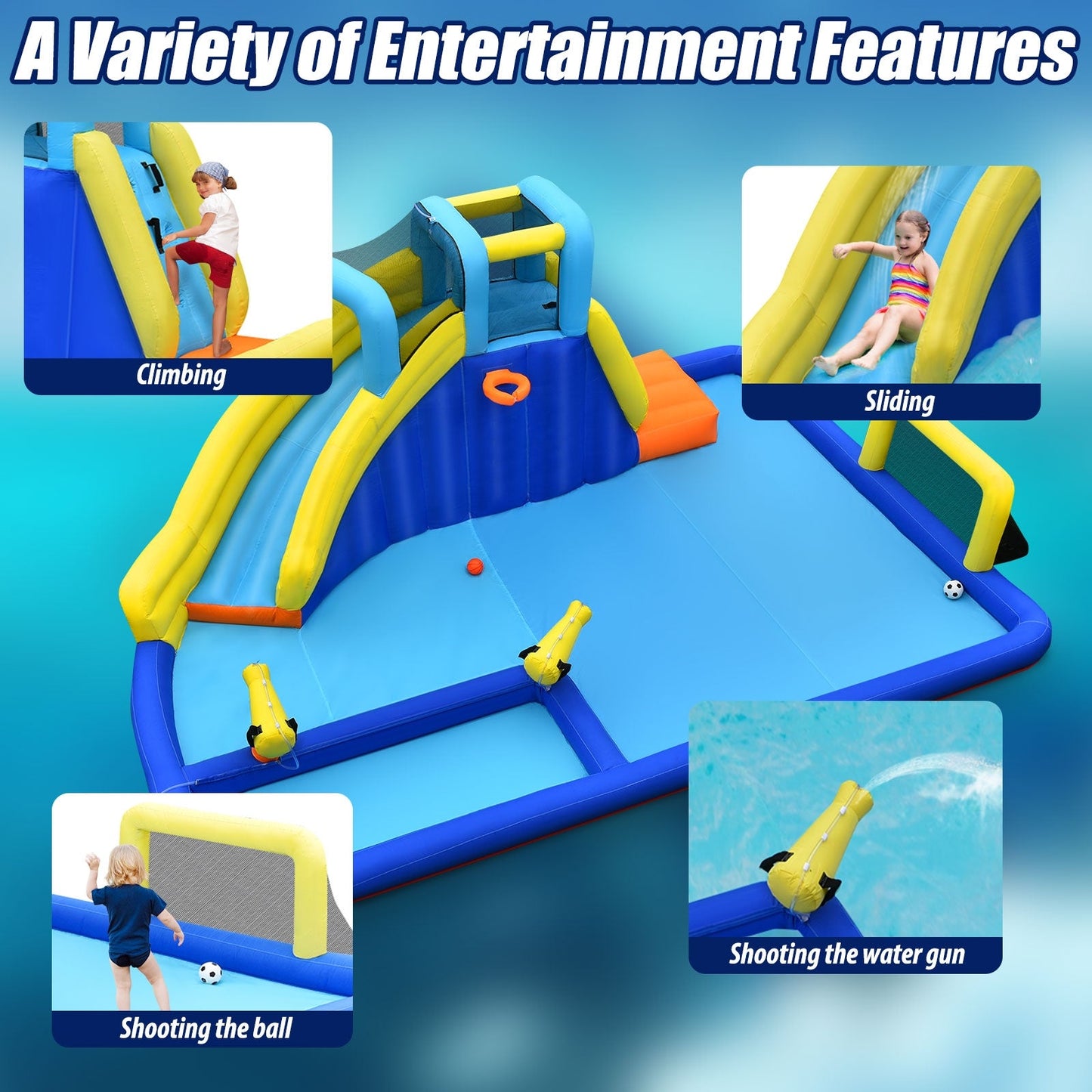 Casa de Salto Inflable 6 en 1 con Tobogán de Agua