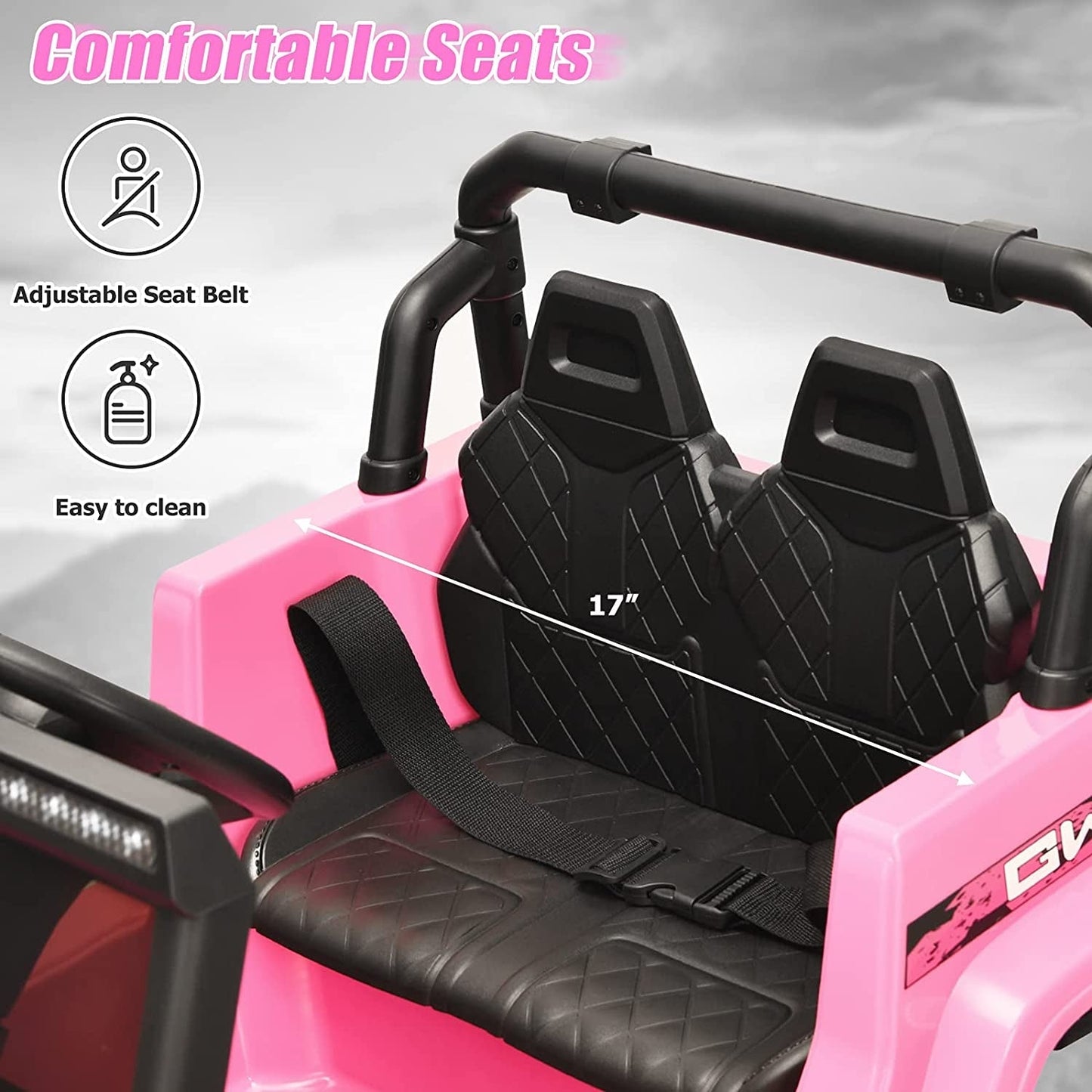 12V Kids Ride-on Jeep Car with Remote Control - Pink