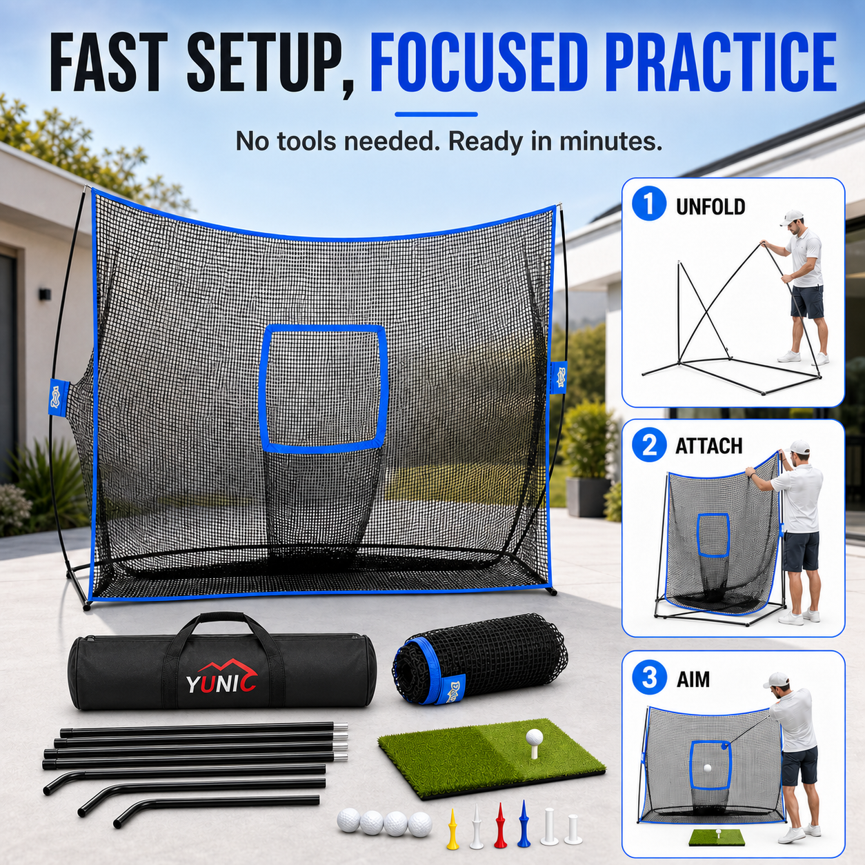 Portable Golf Practice Net - 10ft x 7ft Training Aid