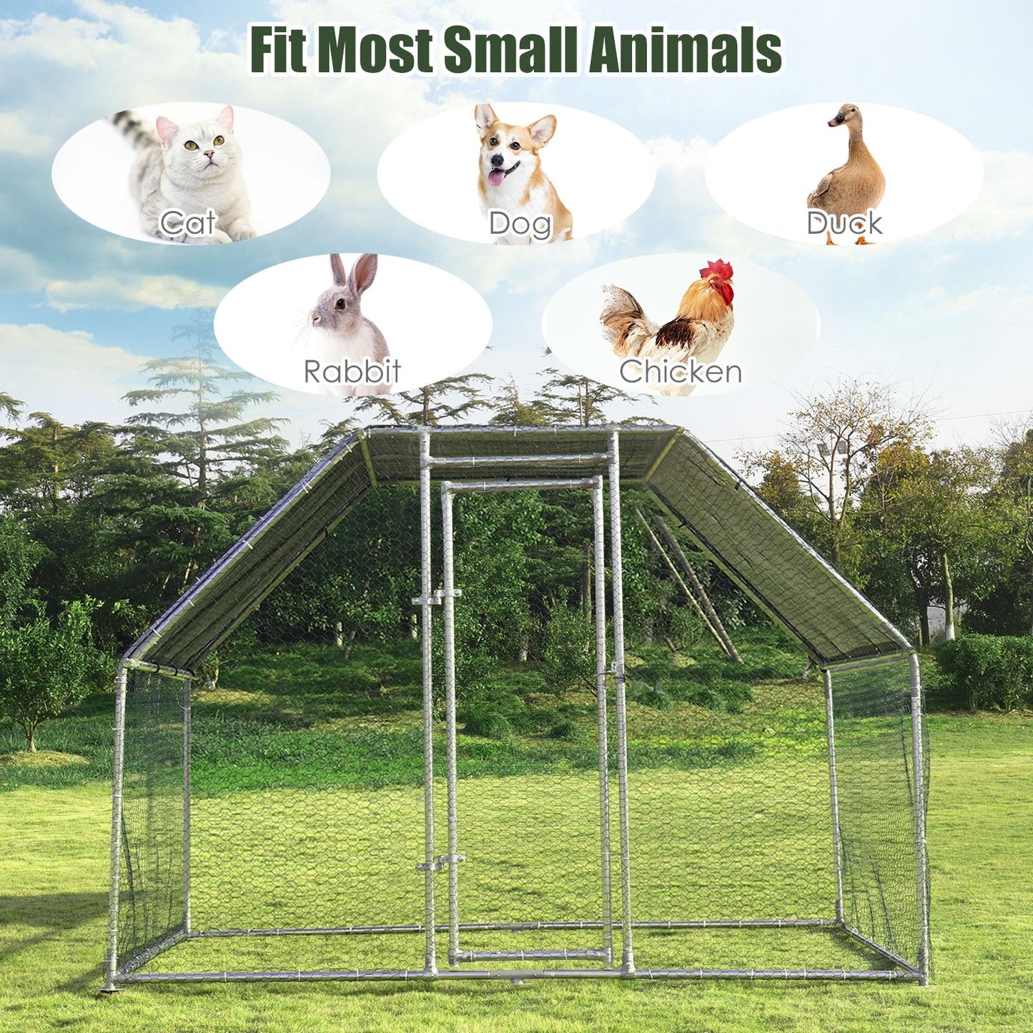 Large Walk In Chicken Run Cage - 9.5 x 6.5 Feet