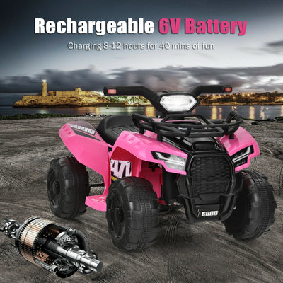 6V Kids ATV Quad Electric Ride On Car with LED Light - Pink